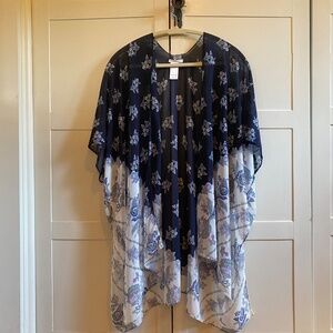 Maurices Sheer Floral Open Front Kimono